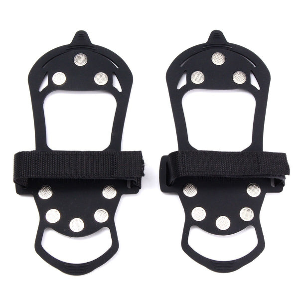 Ice Cleats for Boots, 2-Pair Pack – 10 Steel Studs, Anti-Slip Ice Grips