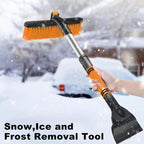 Snow brush detaches into brush and ice scraper