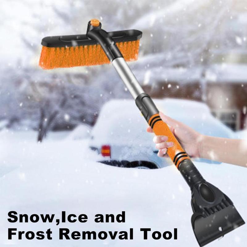 Snow brush detaches into brush and ice scraper