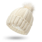 Fleece-lined pom pom beanie – Beige