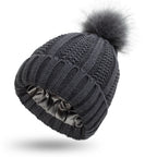 Fleece-lined pom pom beanie – Dark Grey