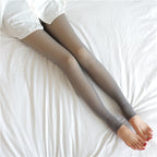 Fleece-lined fake sheer tights – Grey stirrup