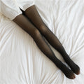 Fleece-lined fake sheer tights – Black footed