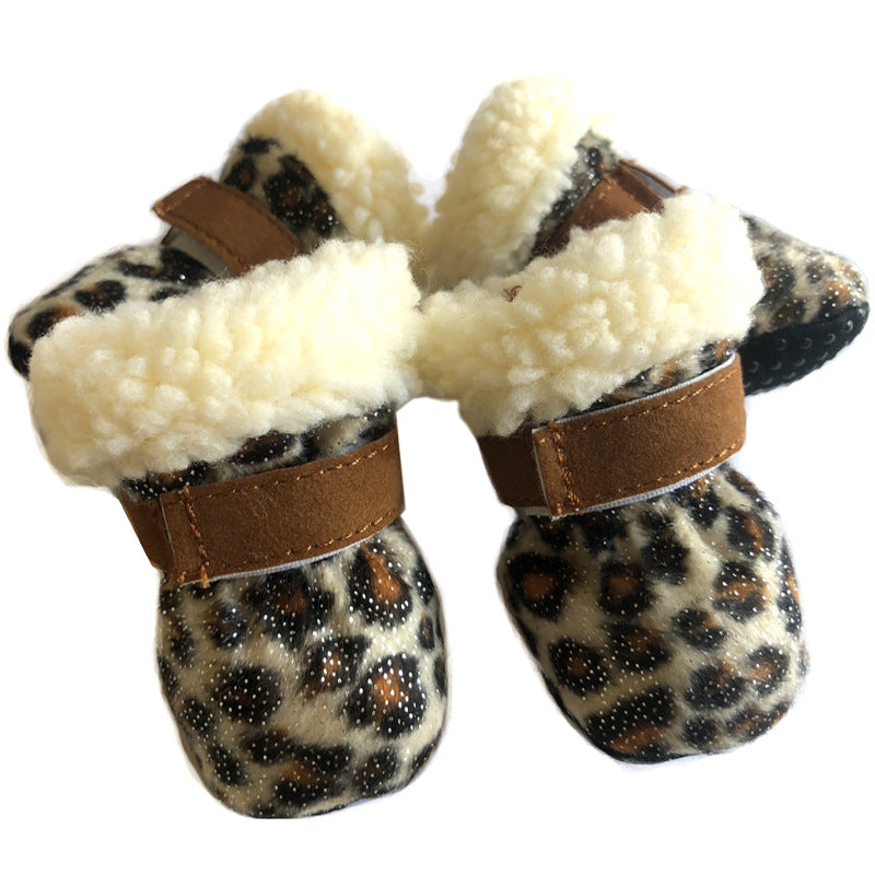 Leopard waterproof dog booties