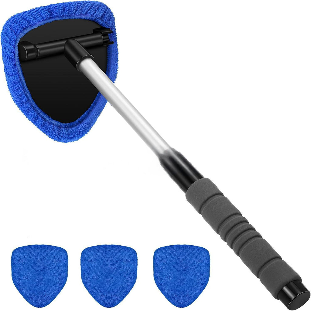 Windshield wand with navy microfibre pads