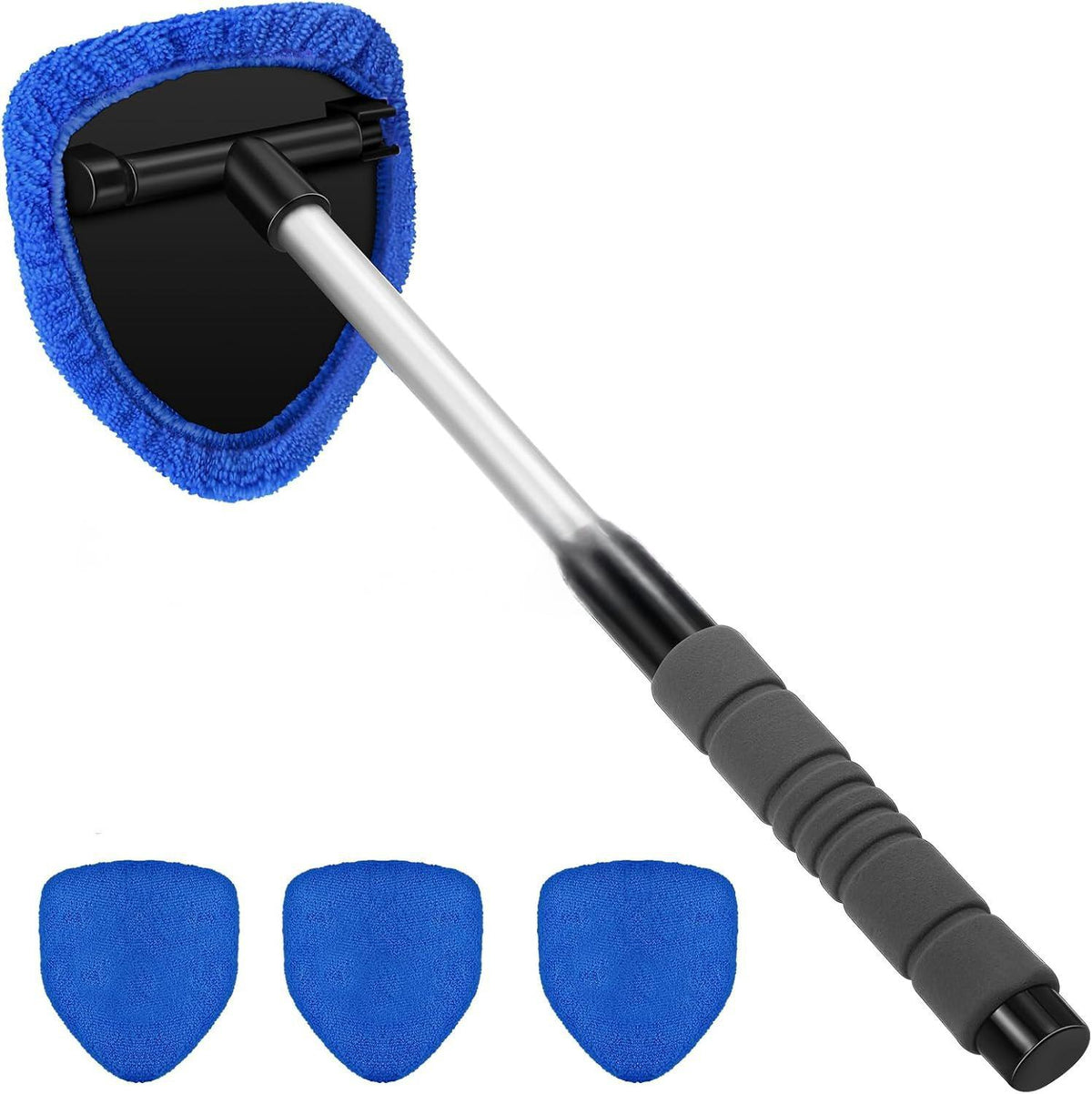 Windshield wand with navy microfibre pads