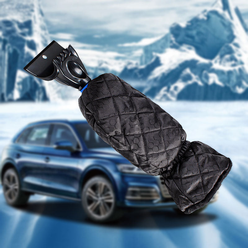 Ice scraper mitt in use