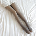 Fleece-lined fake sheer tights – Grey footed