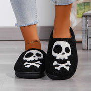 Halloween Skull Slippers – Unisex Plush House Shoes